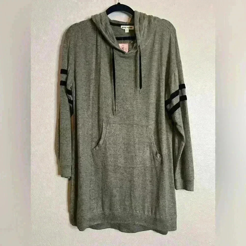 Inspired Hearts Hoodie Womens X Large Pocket Green Dress